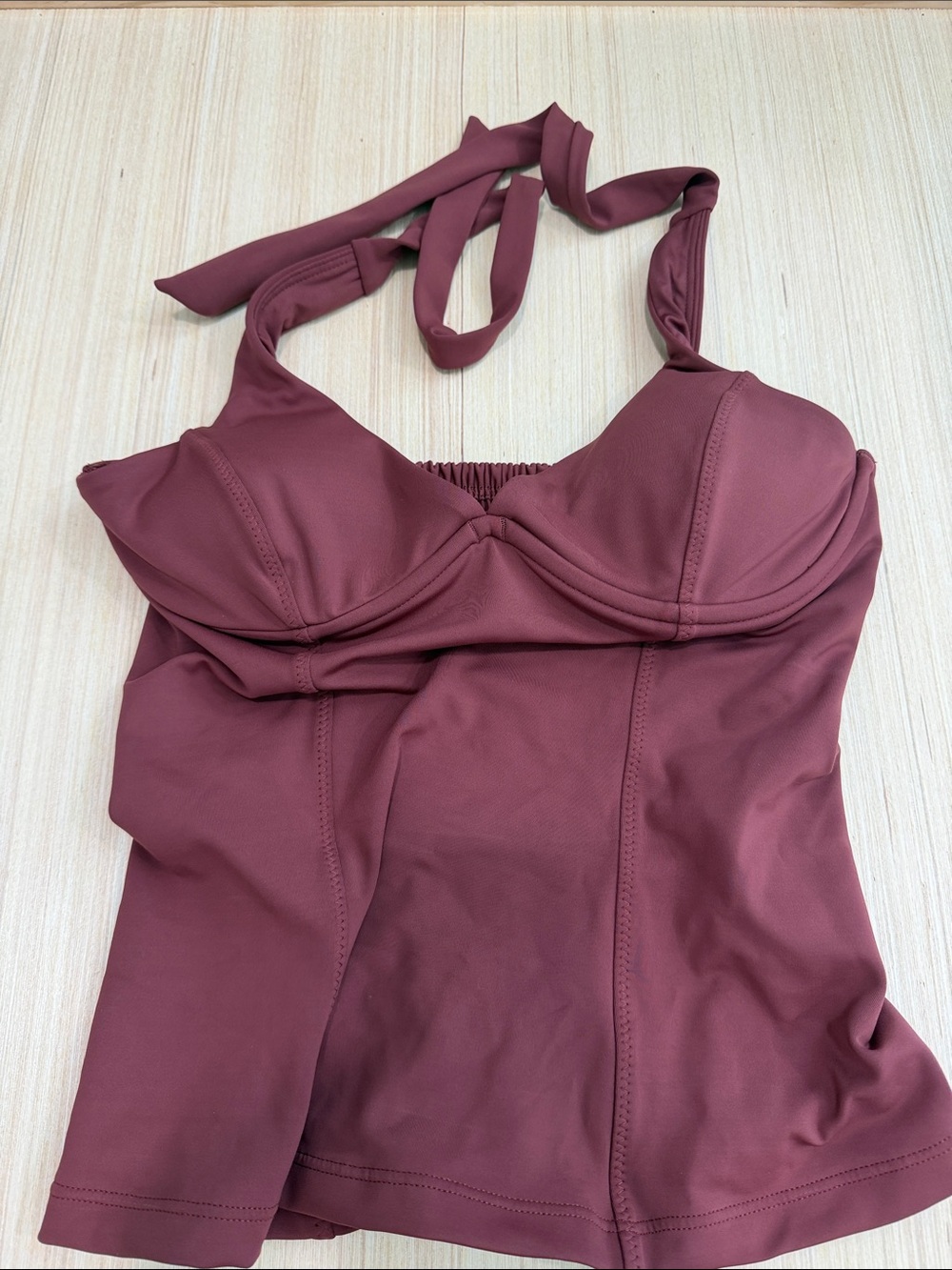 Athleta Dusty Rose/Brown Halter Tankini